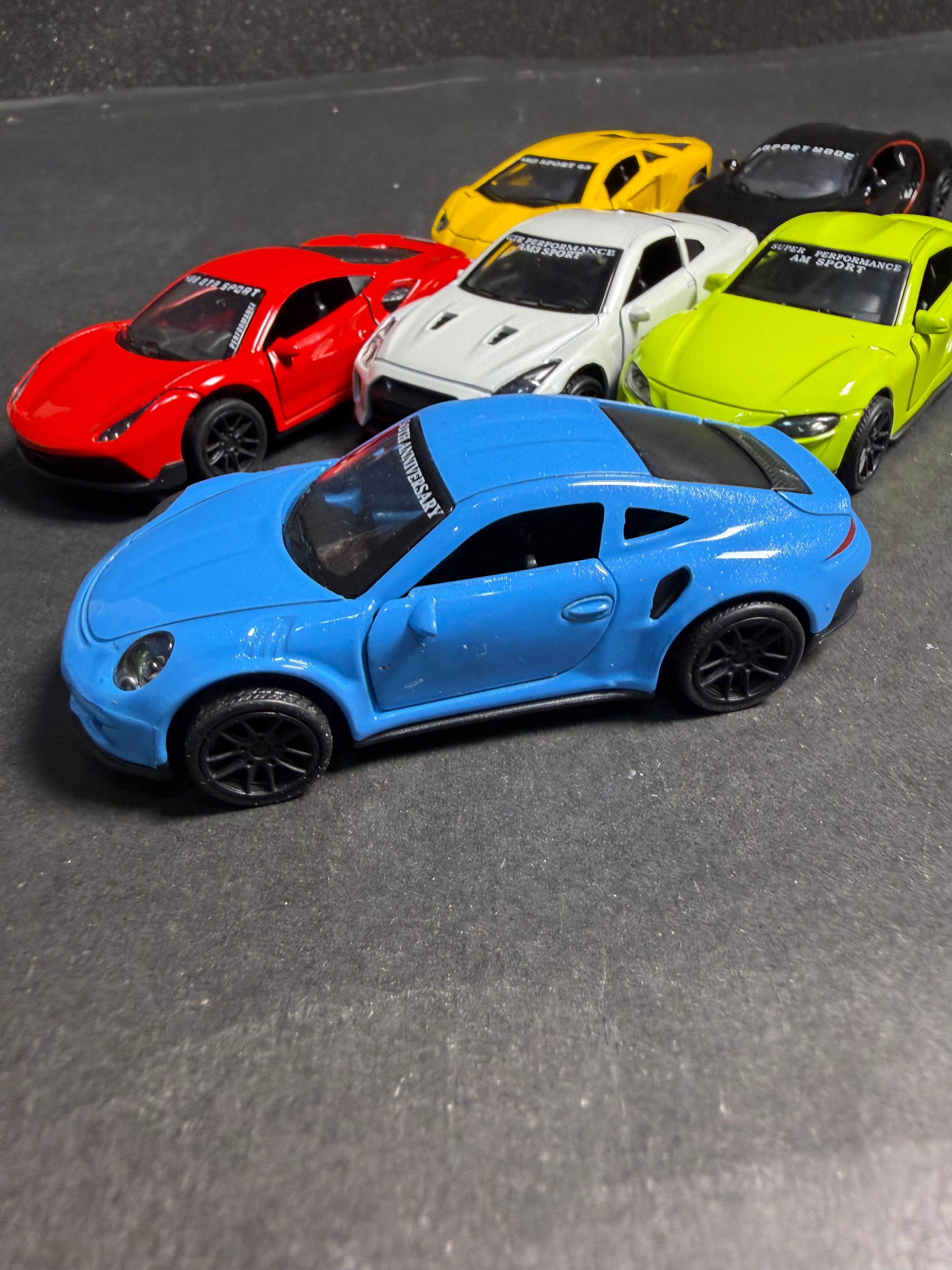 1:43 Scale Diecast Metal Sports Cars Set of 6 | Pull Back | Openable Doors | Premium Toy Cars