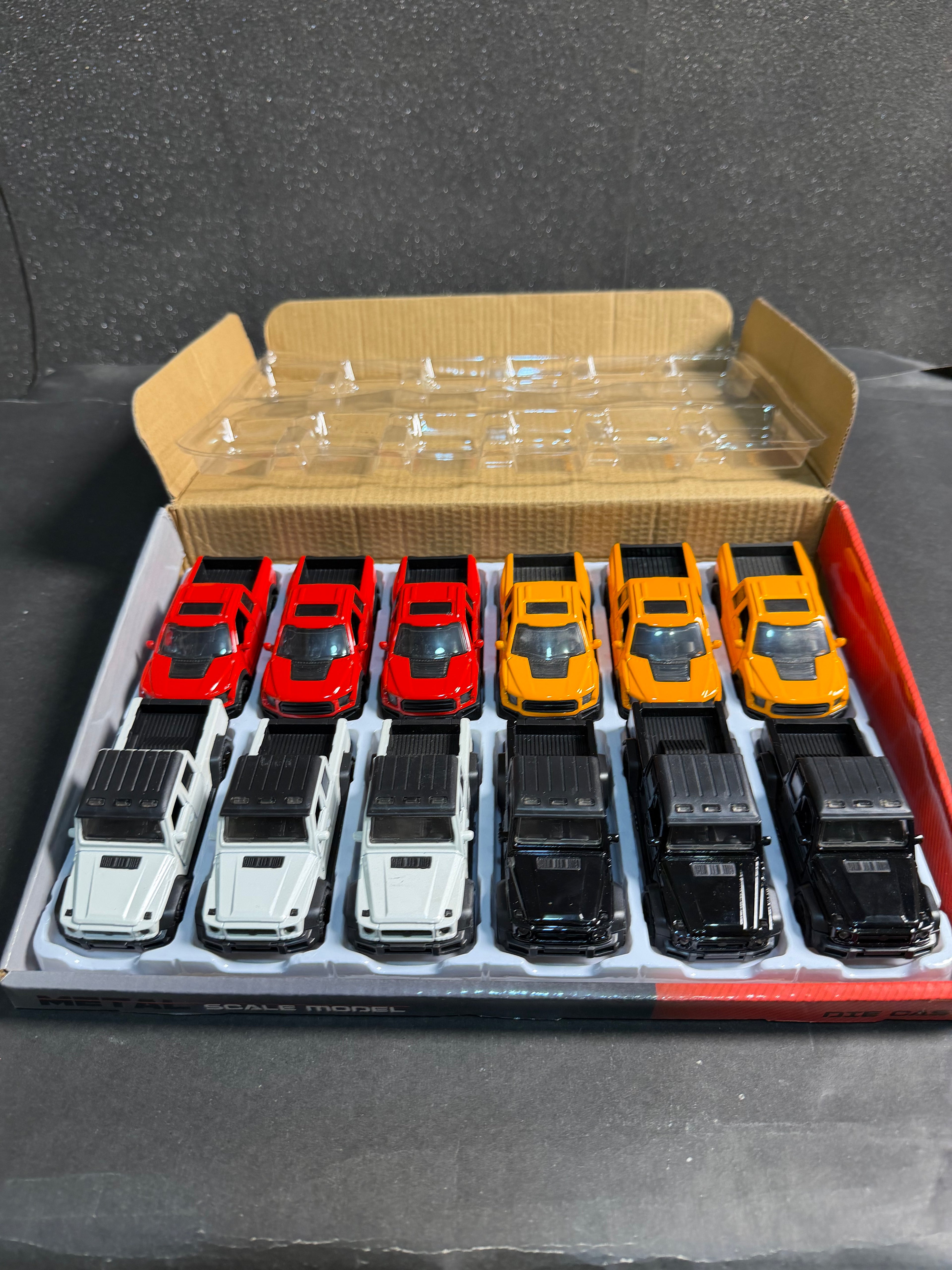 1:43 Scale Diecast Metal Pickup Truck – Pack of 4 | Pull Back | Openable Doors