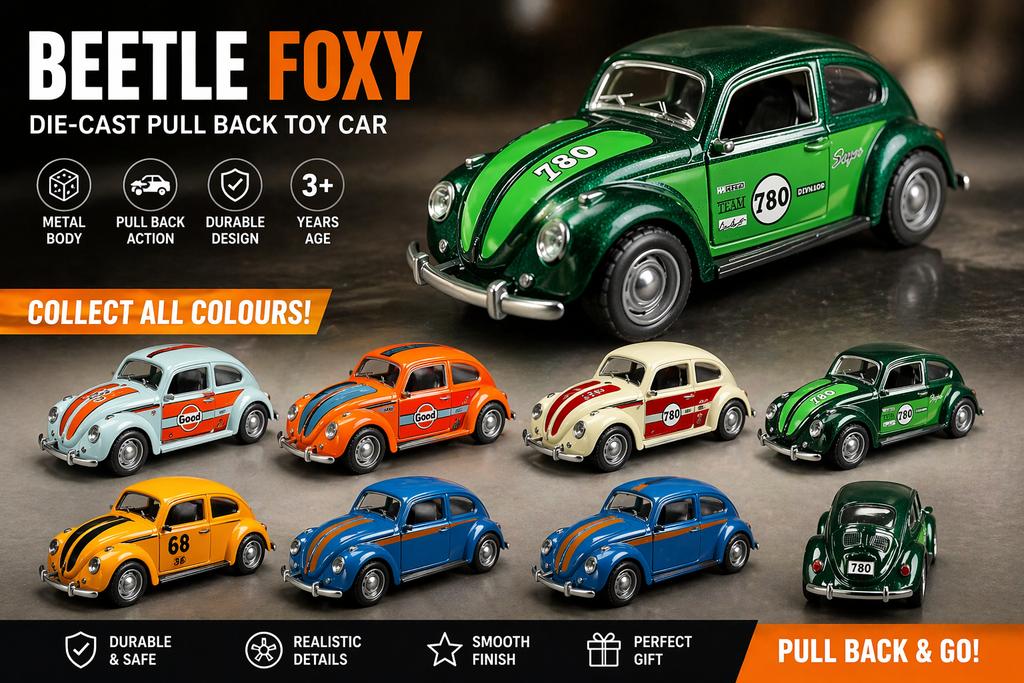 1:43 Scale Classic Volkswagen Beetle Die-Cast Model Car – Vintage Collectible Toy