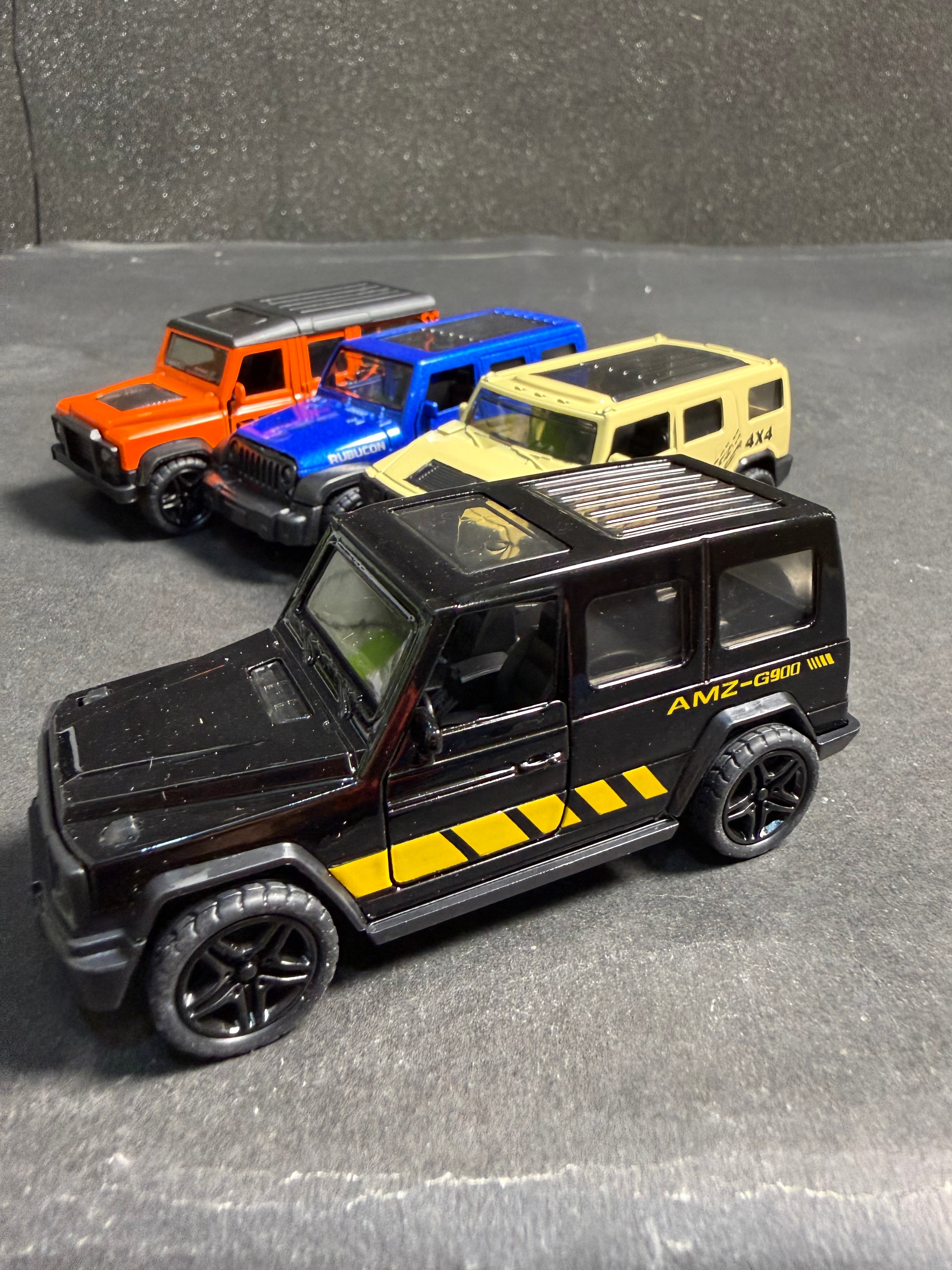 1:43 Scale Off-Road SUV Diecast Metal Cars – Pack of 4 | Pull Back | Openable Doors