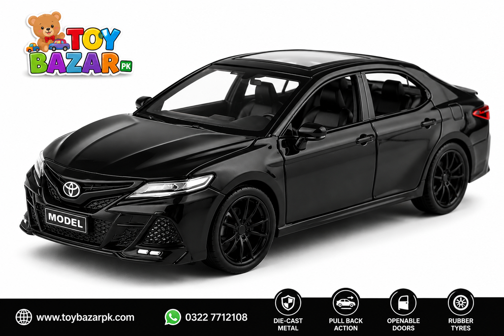 Glossy Black Toyota Camry Style Die-Cast Model Car