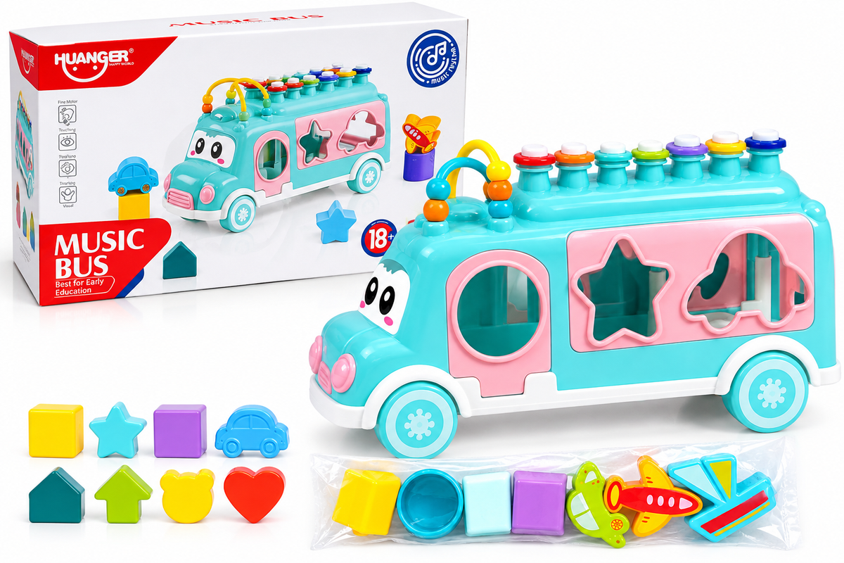 Music Bus Shape Sorter Educational Toy for Kids